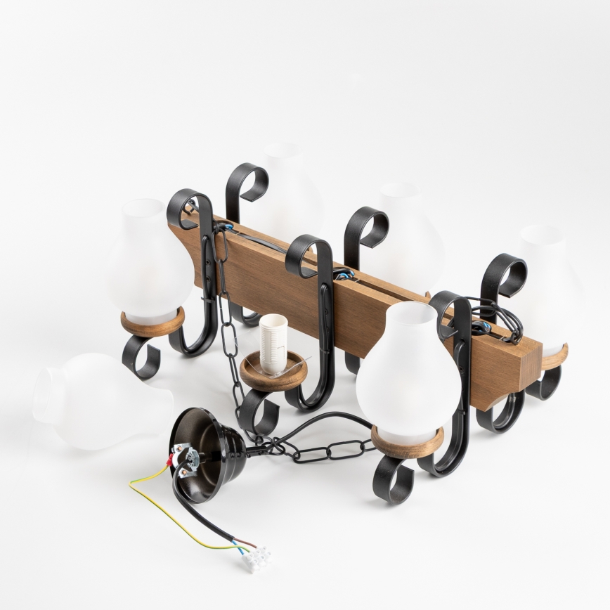 Brilagi - Lampadario a sospensione con catena QUEEN 6xE14/40W/230V faggio