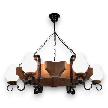 Brilagi - Lampadario a sospensione con catena QUEEN 6xE14/40W/230V faggio/noce