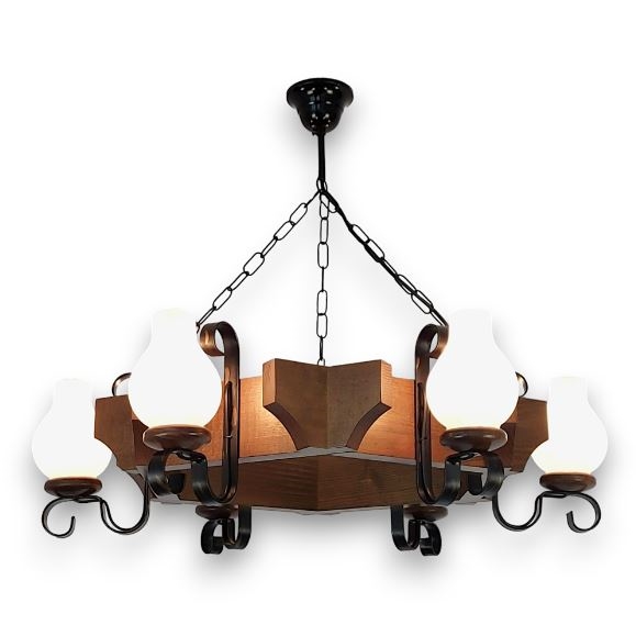 Brilagi - Lampadario a sospensione con catena QUEEN 6xE14/40W/230V faggio/noce