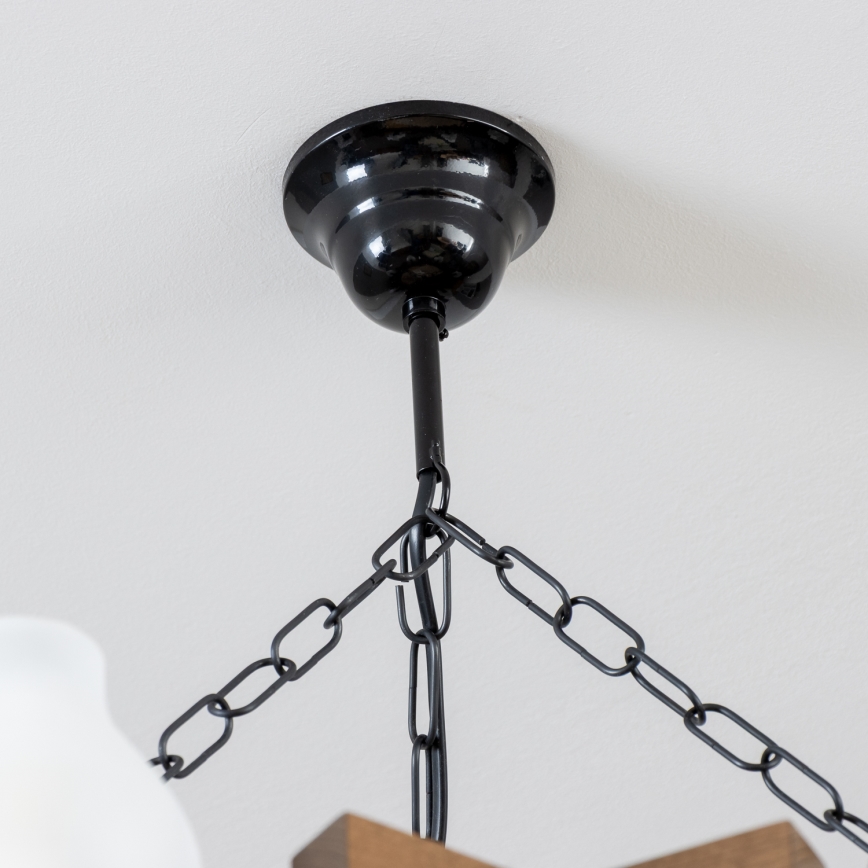 Brilagi - Lampadario a sospensione con catena QUEEN 6xE14/40W/230V faggio/noce