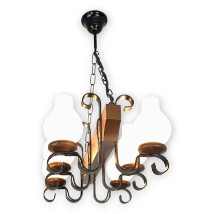 Brilagi - Lampadario a sospensione con catena QUEEN 6xE14/40W/230V faggio/noce