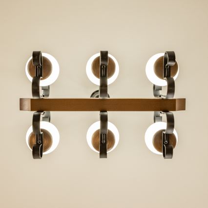 Brilagi - Lampadario a sospensione con catena QUEEN 6xE14/40W/230V faggio/noce