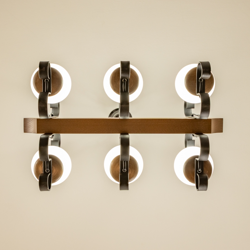 Brilagi - Lampadario a sospensione con catena QUEEN 6xE14/40W/230V faggio/noce