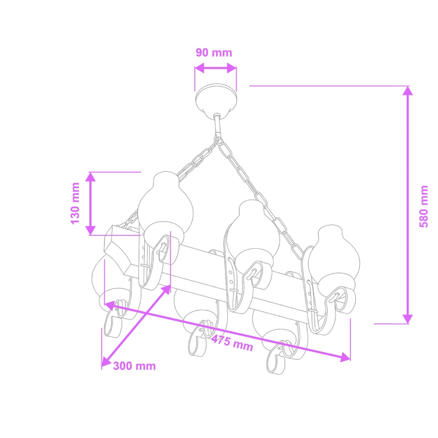 Brilagi - Lampadario a sospensione con catena QUEEN 6xE14/40W/230V faggio/noce
