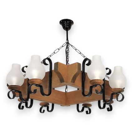 Brilagi - Lampadario a sospensione con catena QUEEN 8xE14/40W/230V faggio