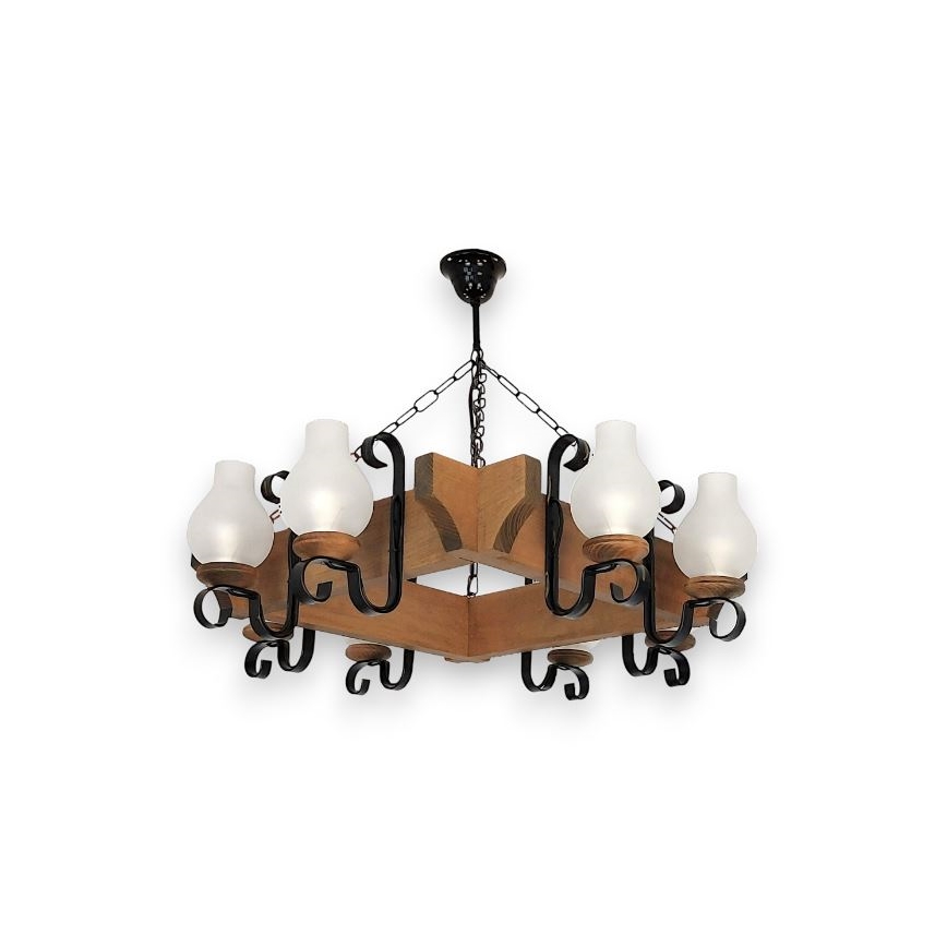 Brilagi - Lampadario a sospensione con catena QUEEN 8xE14/40W/230V faggio