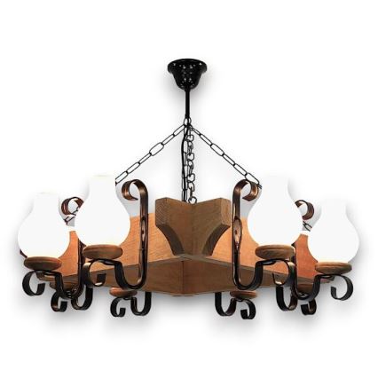 Brilagi - Lampadario a sospensione con catena QUEEN 8xE14/40W/230V faggio