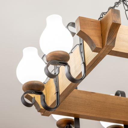 Brilagi - Lampadario a sospensione con catena QUEEN 8xE14/40W/230V faggio