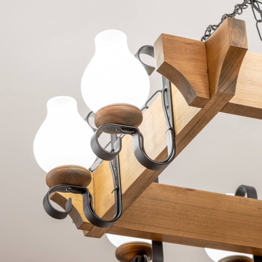 Brilagi - Lampadario a sospensione con catena QUEEN 8xE14/40W/230V faggio