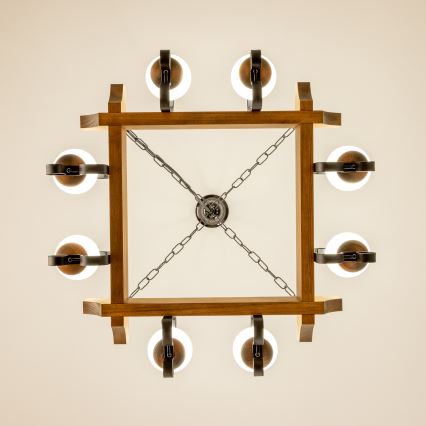 Brilagi - Lampadario a sospensione con catena QUEEN 8xE14/40W/230V faggio