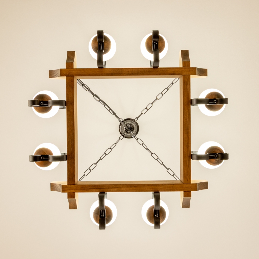 Brilagi - Lampadario a sospensione con catena QUEEN 8xE14/40W/230V faggio