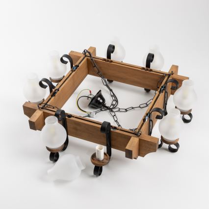 Brilagi - Lampadario a sospensione con catena QUEEN 8xE14/40W/230V faggio