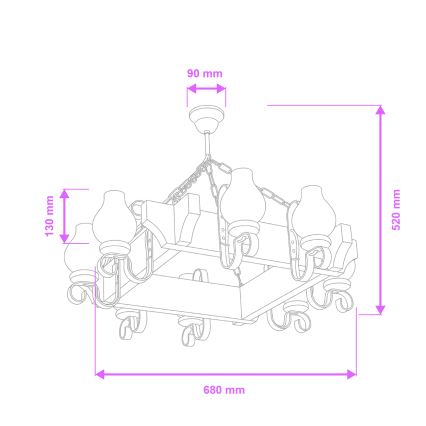 Brilagi - Lampadario a sospensione con catena QUEEN 8xE14/40W/230V faggio