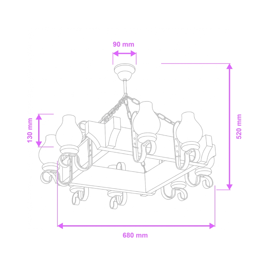 Brilagi - Lampadario a sospensione con catena QUEEN 8xE14/40W/230V faggio