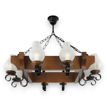 Brilagi - Lampadario a sospensione con catena QUEEN 8xE14/40W/230V faggio/noce