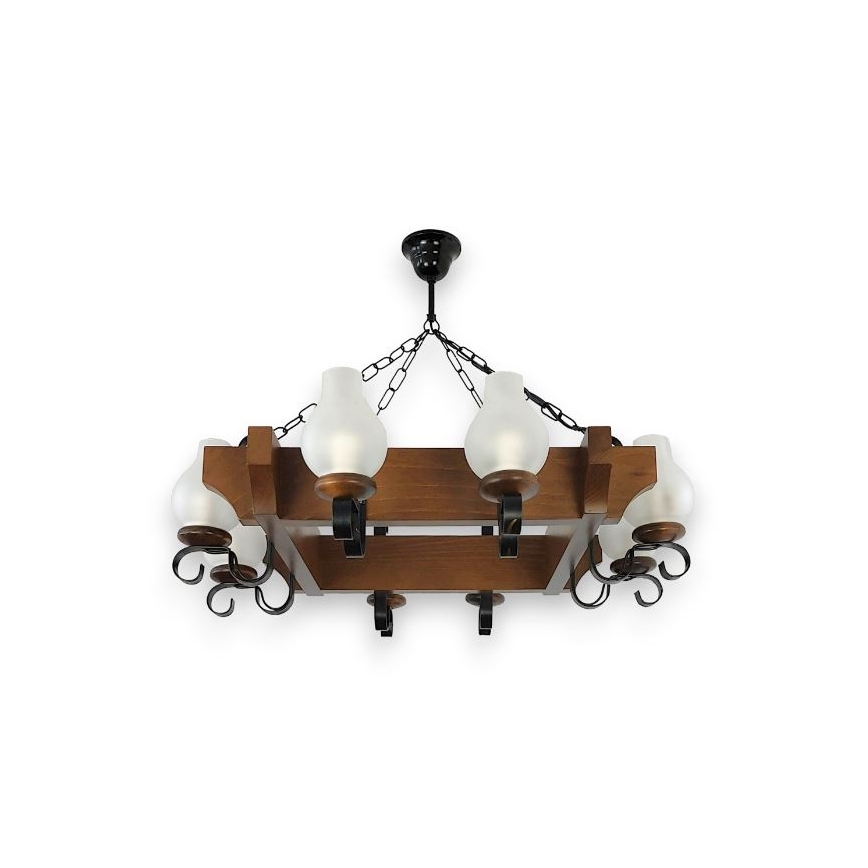 Brilagi - Lampadario a sospensione con catena QUEEN 8xE14/40W/230V faggio/noce