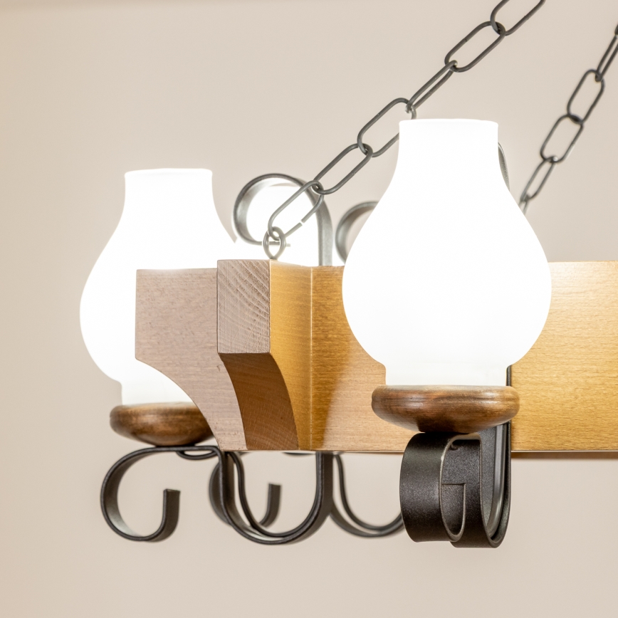 Brilagi - Lampadario a sospensione con catena QUEEN 8xE14/40W/230V faggio/noce