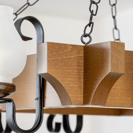 Brilagi - Lampadario a sospensione con catena QUEEN 8xE14/40W/230V faggio/noce