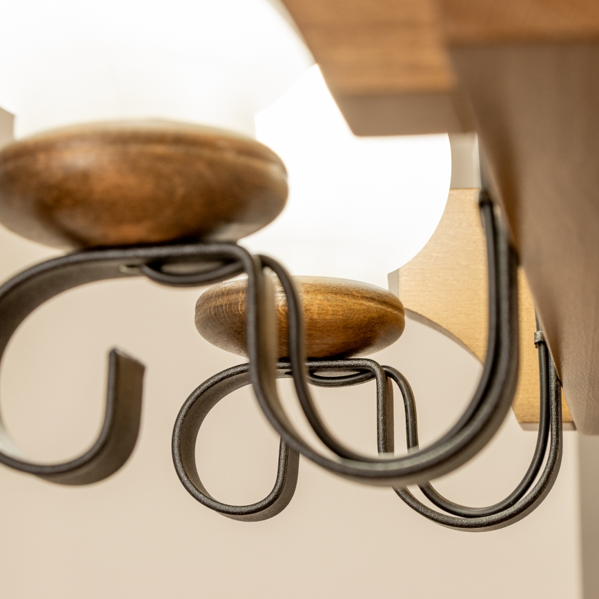 Brilagi - Lampadario a sospensione con catena QUEEN 8xE14/40W/230V faggio/noce