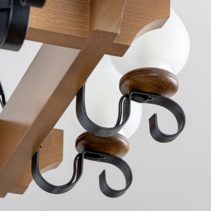 Brilagi - Lampadario a sospensione con catena QUEEN 8xE14/40W/230V faggio/noce