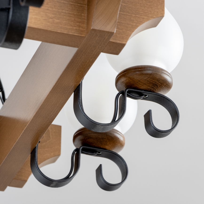 Brilagi - Lampadario a sospensione con catena QUEEN 8xE14/40W/230V faggio/noce