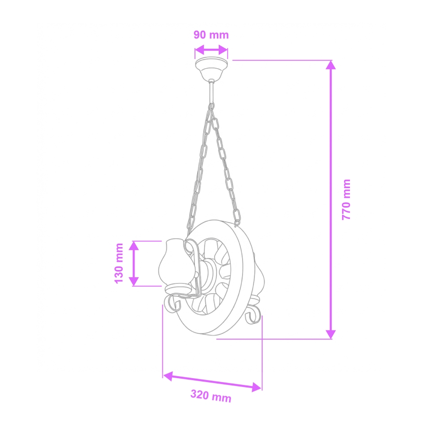 Brilagi - Lampadario a sospensione con catena ROATA 2xE14/40W/230V faggio