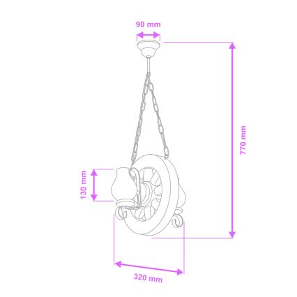 Brilagi - Lampadario a sospensione con catena ROATA 2xE14/40W/230V faggio/noce