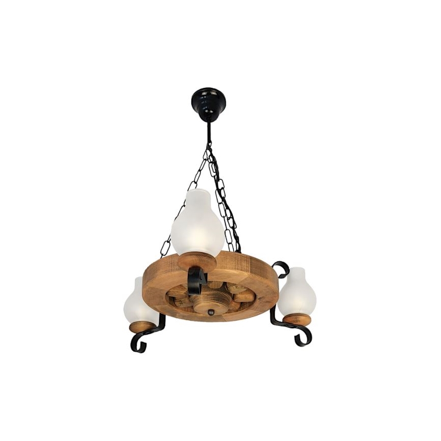 Brilagi - Lampadario a sospensione con catena ROATA 3xE14/40W/230V faggio