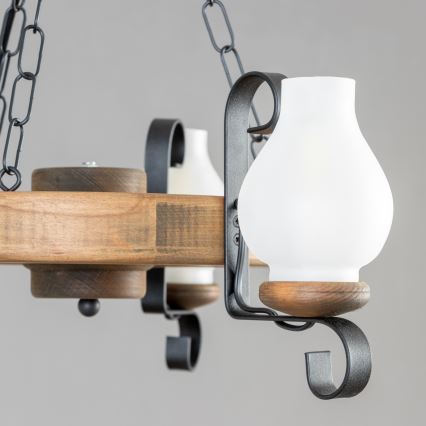 Brilagi - Lampadario a sospensione con catena ROATA 3xE14/40W/230V faggio