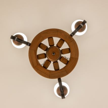 Brilagi - Lampadario a sospensione con catena ROATA 3xE14/40W/230V faggio