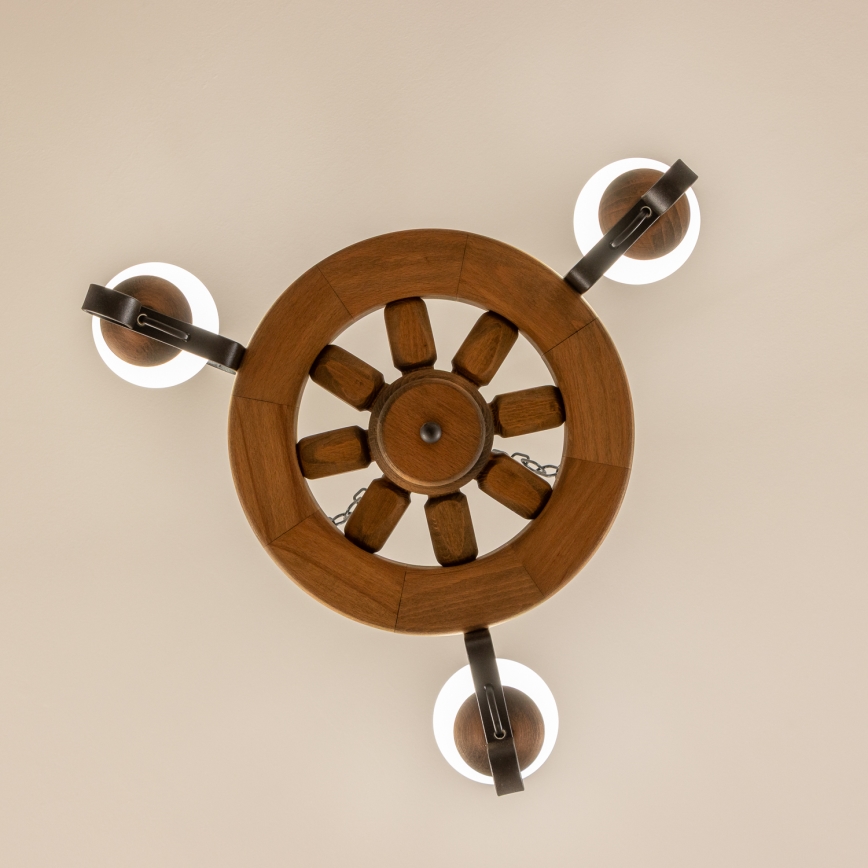 Brilagi - Lampadario a sospensione con catena ROATA 3xE14/40W/230V faggio