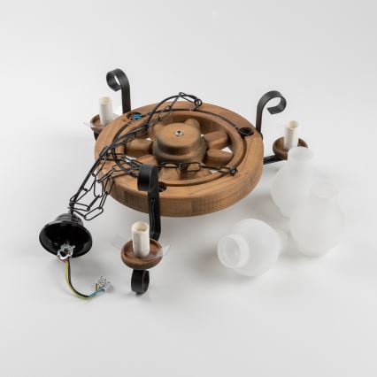 Brilagi - Lampadario a sospensione con catena ROATA 3xE14/40W/230V faggio