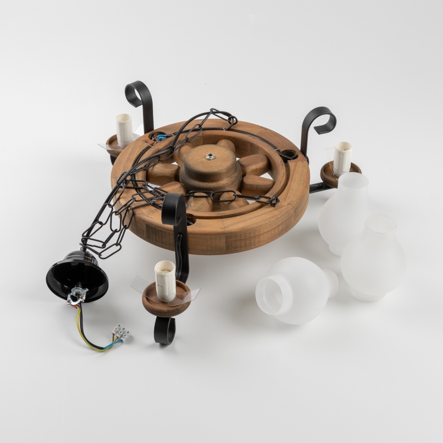 Brilagi - Lampadario a sospensione con catena ROATA 3xE14/40W/230V faggio