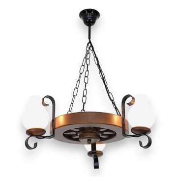 Brilagi - Lampadario a sospensione con catena ROATA 3xE14/40W/230V faggio/noce