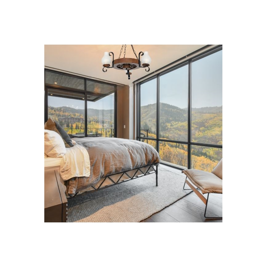 Brilagi - Lampadario a sospensione con catena ROATA 3xE14/40W/230V faggio/noce