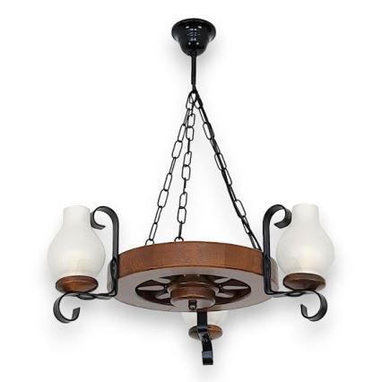 Brilagi - Lampadario a sospensione con catena ROATA 3xE14/40W/230V faggio/noce