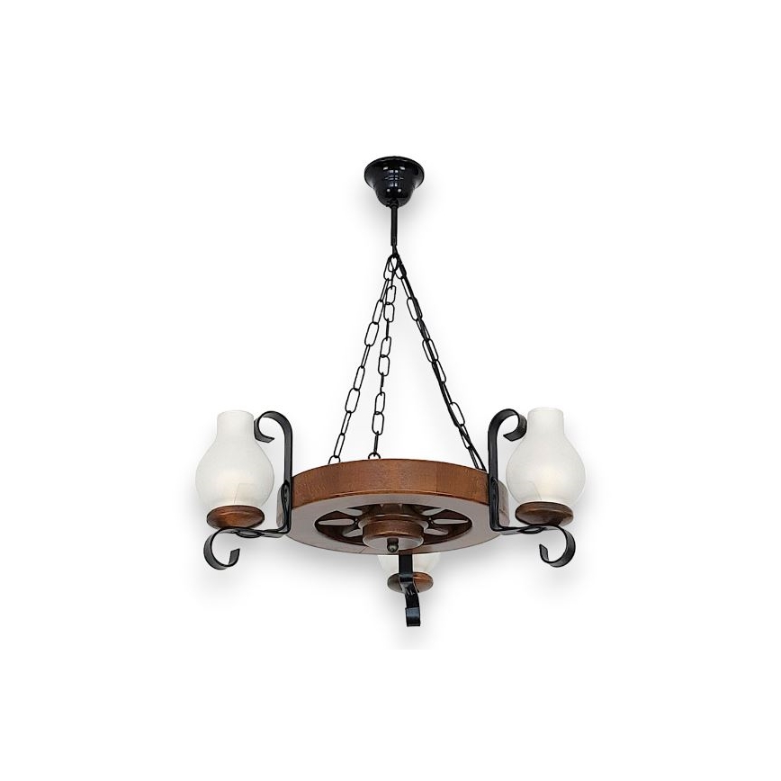 Brilagi - Lampadario a sospensione con catena ROATA 3xE14/40W/230V faggio/noce