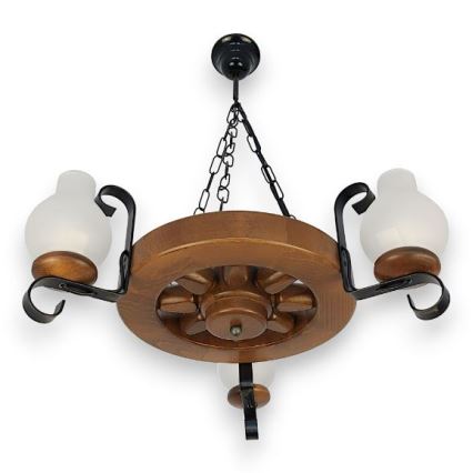 Brilagi - Lampadario a sospensione con catena ROATA 3xE14/40W/230V faggio/noce