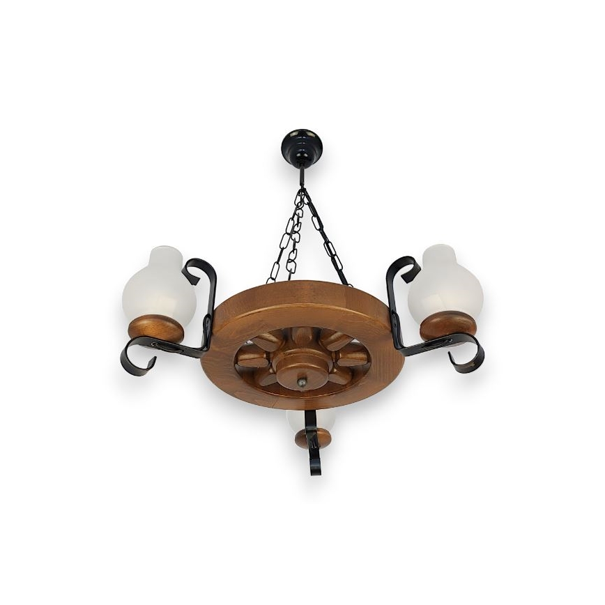Brilagi - Lampadario a sospensione con catena ROATA 3xE14/40W/230V faggio/noce