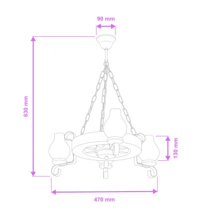 Brilagi - Lampadario a sospensione con catena ROATA 3xE14/40W/230V faggio/noce