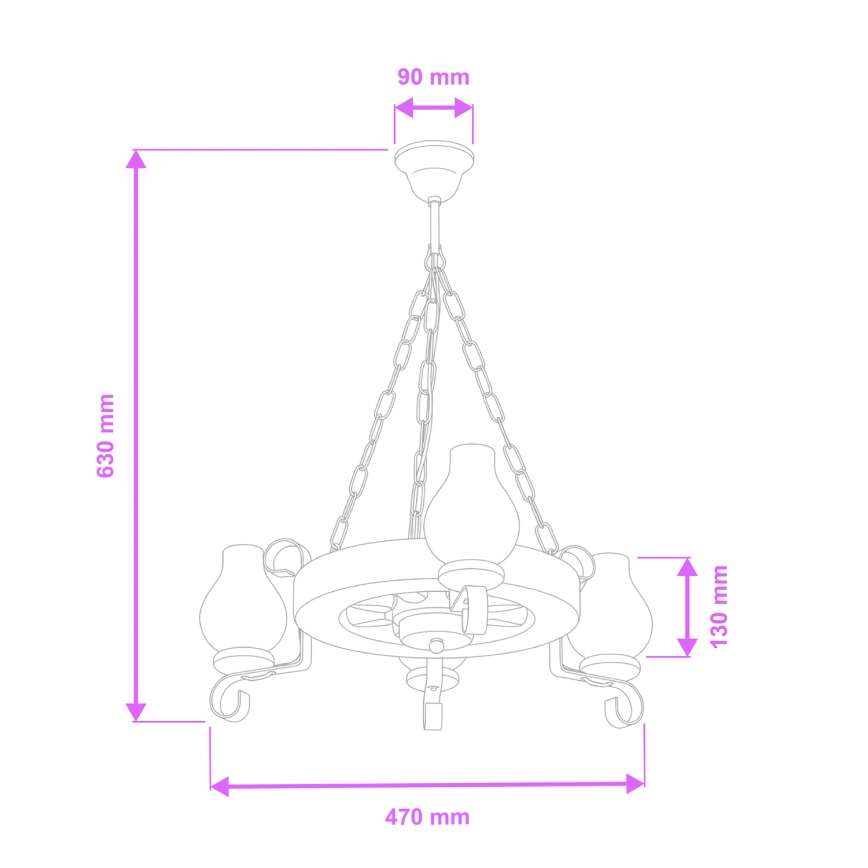 Brilagi - Lampadario a sospensione con catena ROATA 3xE14/40W/230V faggio/noce