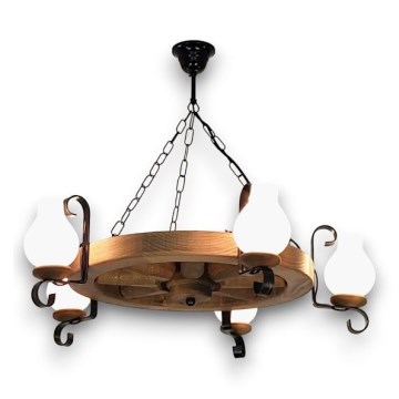 Brilagi - Lampadario a sospensione con catena ROATA 5xE14/40W/230V faggio