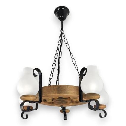 Brilagi - Lampadario a sospensione con catena ROATA 5xE14/40W/230V faggio