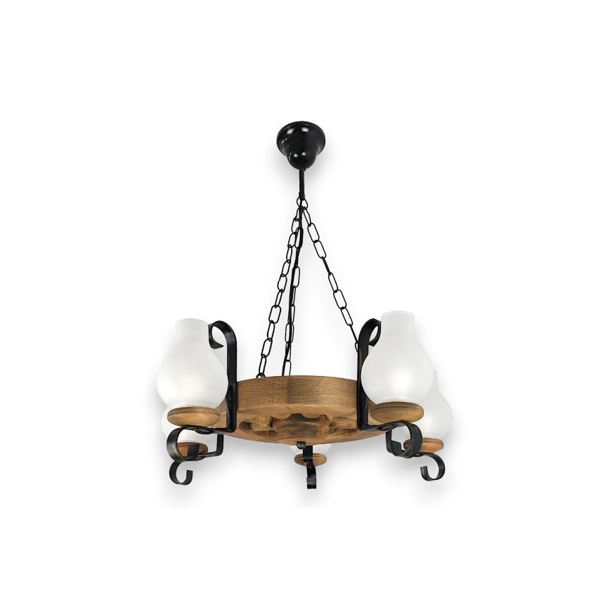 Brilagi - Lampadario a sospensione con catena ROATA 5xE14/40W/230V faggio