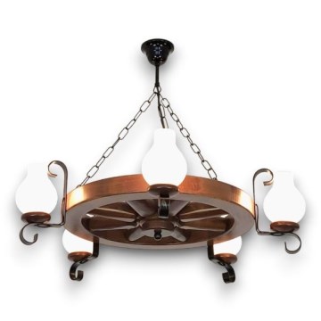 Brilagi - Lampadario a sospensione con catena ROATA 5xE14/40W/230V faggio/noce