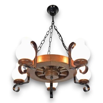 Brilagi - Lampadario a sospensione con catena ROATA 5xE14/40W/230V faggio/noce