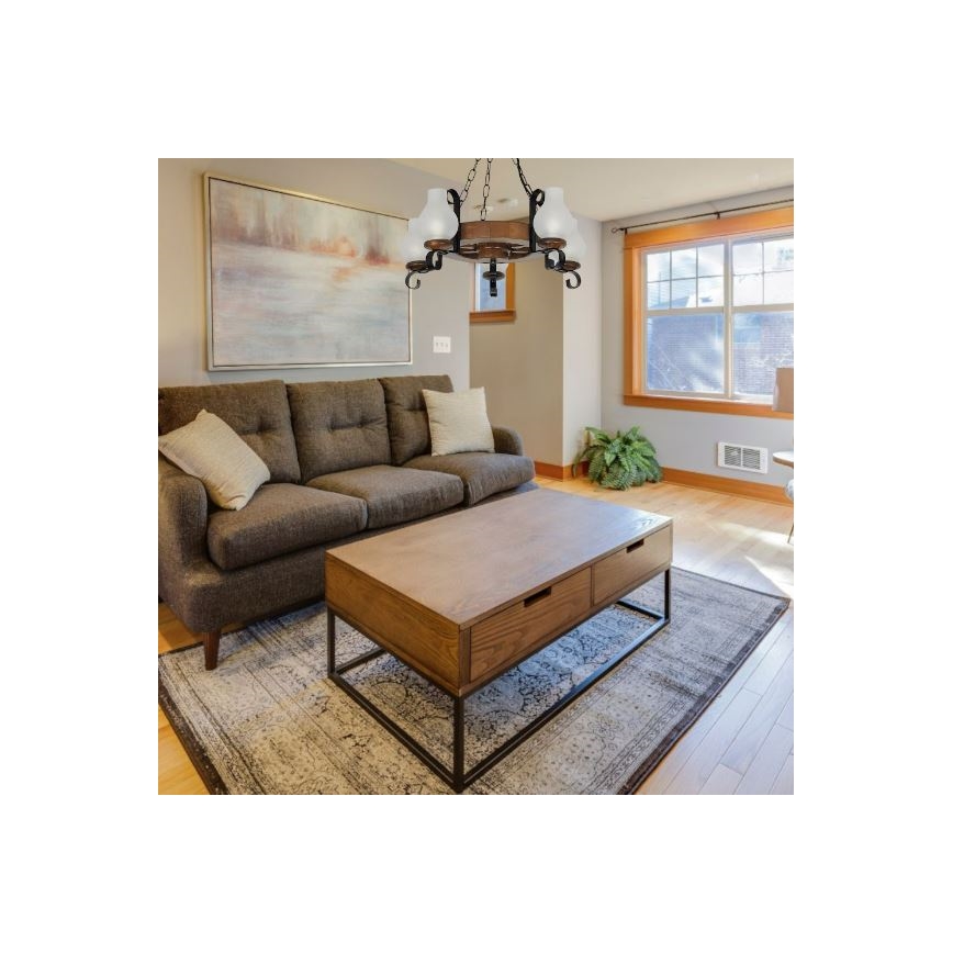 Brilagi - Lampadario a sospensione con catena ROATA 5xE14/40W/230V faggio/noce