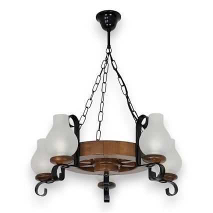 Brilagi - Lampadario a sospensione con catena ROATA 5xE14/40W/230V faggio/noce
