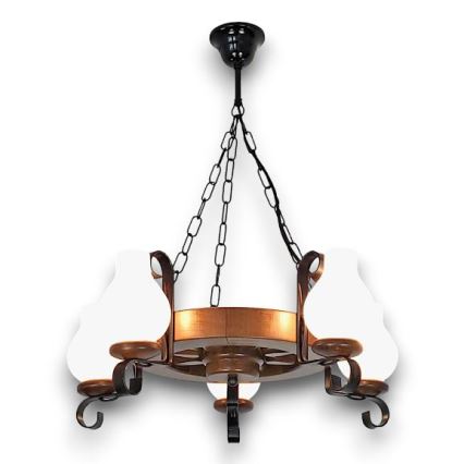 Brilagi - Lampadario a sospensione con catena ROATA 5xE14/40W/230V faggio/noce