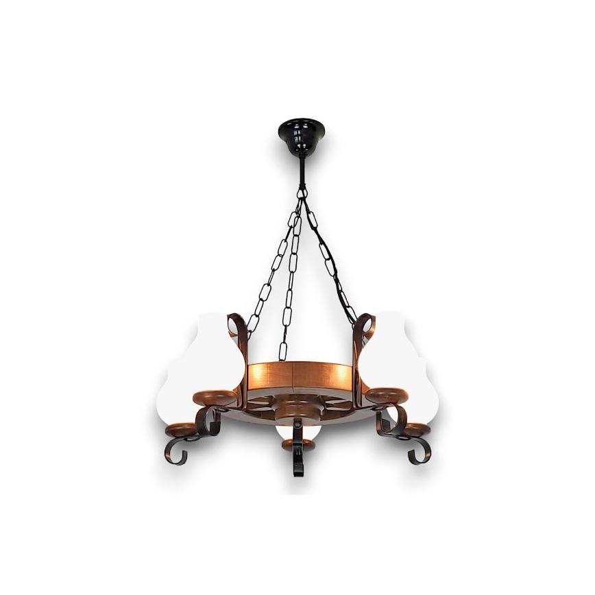 Brilagi - Lampadario a sospensione con catena ROATA 5xE14/40W/230V faggio/noce